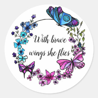 Boter en bloemen, vleugels ronde sticker