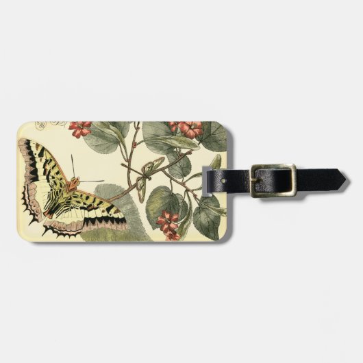 Boter en dragonfly met rode bloemen bagagelabel (Voorkant horizontaal)