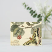 Boter en dragonfly met rode bloemen briefkaart (Staand voorkant)