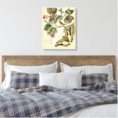 Boter en dragonfly met rode bloemen canvas afdruk (Insitu (Slaapkamer))