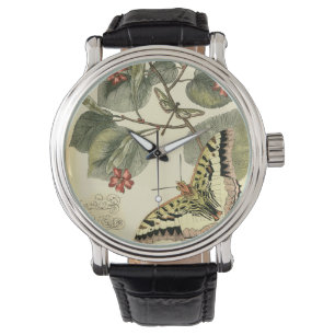 Boter en dragonfly met rode bloemen horloge