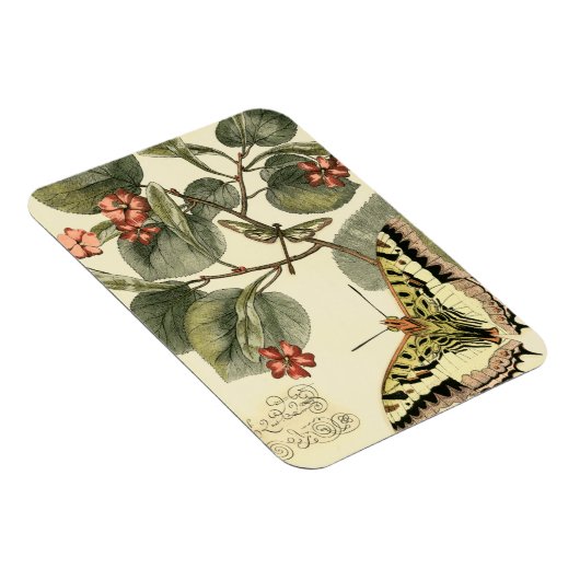 Boter en dragonfly met rode bloemen magneet (Rechterzijde)