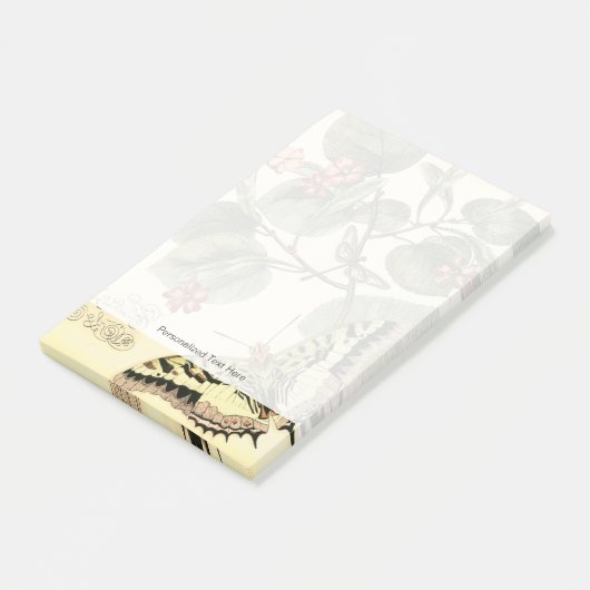 Boter en dragonfly met rode bloemen post-it® notes (Schuin)