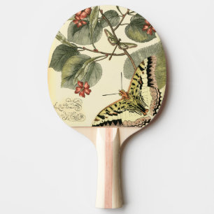 Boter en dragonfly met rode bloemen tafeltennisbatje