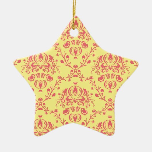 Boter en veenbes Damask Keramisch Ornament (Voorkant)