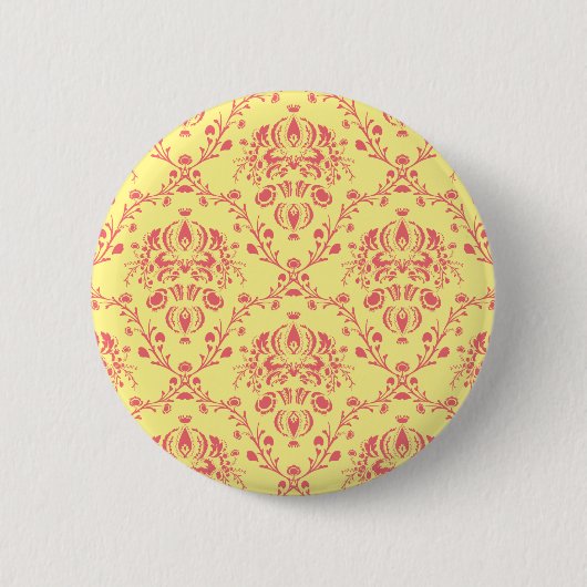 Boter en veenbes Damask Ronde Button 5,7 Cm (Voorkant)