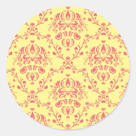 Boter en veenbes Damask Ronde Sticker (Voorkant)