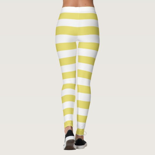 Boter en witte kleur horizontaal gestreept leggings (Achterkant)
