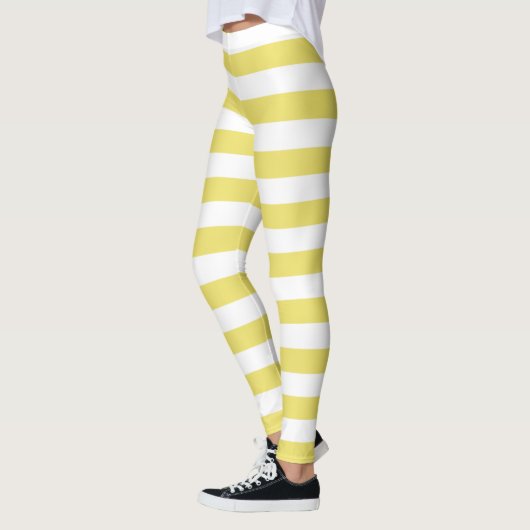 Boter en witte kleur horizontaal gestreept leggings (Links)