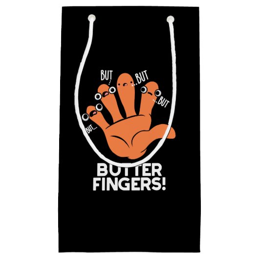 Boter Fingers Funny Anatomy Pun Dark BG Klein Cadeauzakje (Voorkant)