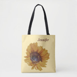 Boter Geel aquarel Zonnebloem Naam Draagtas