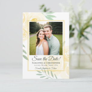 Boter Geel Boho Waterverfrozen Foto Bruiloft Save The Date