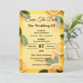 Boter Geel Citrus Bruiloft Save The Date (Staand voorkant)