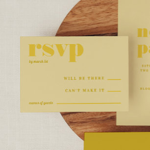 Boter Geel Eenvoudige Huwelijk RSVP Informatiekaartje
