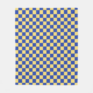 Boter geel en blauw geruit bordpatroon fleece deken