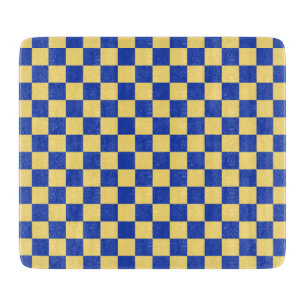 Boter geel en blauw geruit bordpatroon snijplank