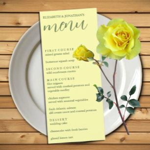 Boter Geel en Salie Minimalistische Trouw Menu