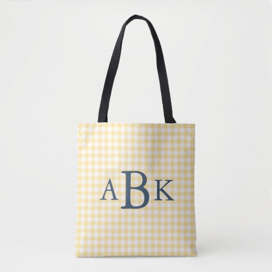 Boter Geel Gingham Monogram Draagtas (Voorkant)