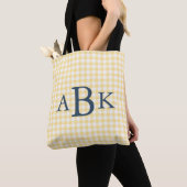 Boter Geel Gingham Monogram Draagtas (Dichtbij)