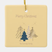 Boter Geel Groen Roze & Gouden Kerstbomen Keramisch Ornament (Voorkant)