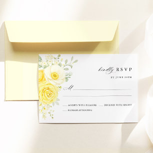 Boter Geel Ivoor Bloem Bruiloft RSVP Kaart