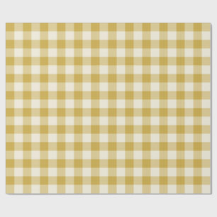 Boter Geel Klassiek Geruit Gingham Cadeaupapier