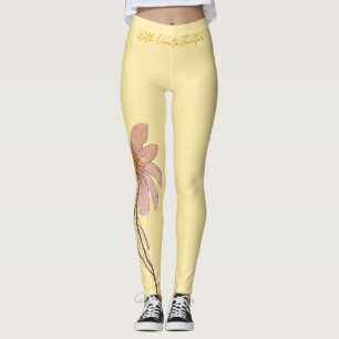 Boter Geel met een Glitter Bloem Leggings