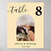 Boter Geel Trouwen FOTO Tafelnummer Poster (Voorkant)