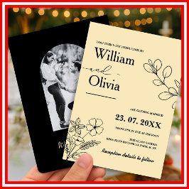 Boter Geel Wildflower Fotobruiloft Kaart