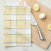 Boter Geel Witte Gekruist Gestreepte Bruidsdouche Theedoek (Quarter Fold)