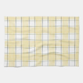 Boter Geel Witte Geruite Strepen Bruidsuitnodiging Theedoek (Horizontaal)