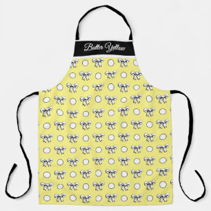 Boter Geel Witte Polka Dots Bogen Gepersonaliseerd Schort