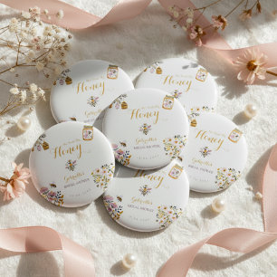 Boter Geel Ze Heeft Haar Honing Bij De Bruiloftsga Ronde Button 5,7 Cm