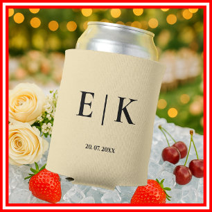 Boter Gele Monogram Huwelijk Blikjeskoeler