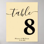 Boter Gele Trouwtafel Nummer Poster (Voorkant)