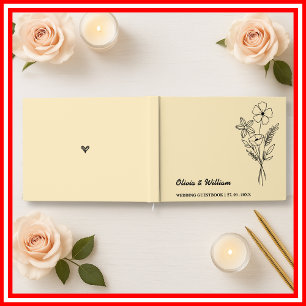 Boter Gele Wilde Bloemen Bruiloft Gastenboek