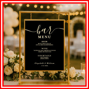 Boter Gele Wilde Bloemen Bruiloftsbar Menu Poster