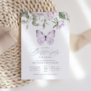 Boter op de weg naar Paars Floral Baby shower Kaart