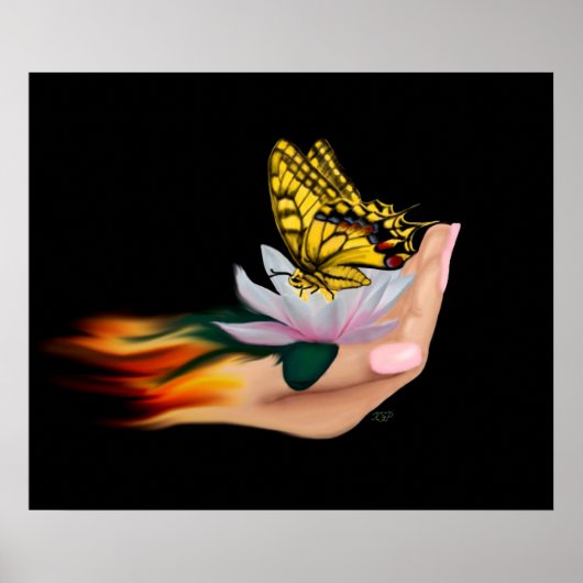 Boter op Lotus Bloom Poster (Voorkant)
