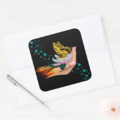 Boter op Lotus Bloom Vierkante Sticker (Envelop)