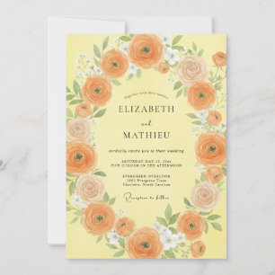 Boter Oranje Ranunculus Eucalyptus Bruiloft Kaart