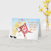 Boter Popcorn Grappig Pun Paar Valentijn Kaart (Gele Bloem)