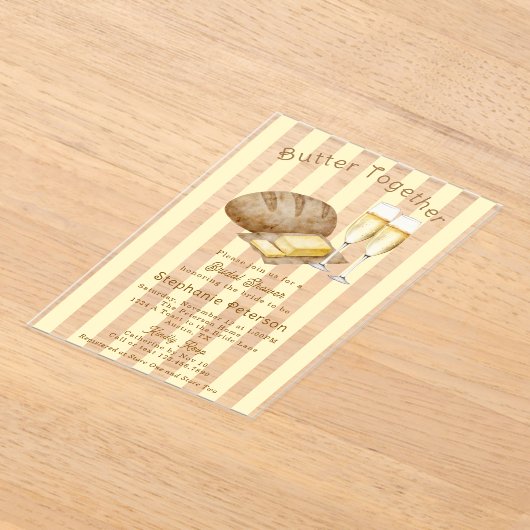 Boter Samen Brood en Boter Vrijgezellenfeest Acryl Uitnodigingen (Laagn)