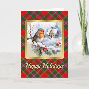 Boter Tartan met Robin Persoonlijke Kerstmis Kaart