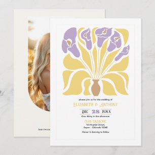 Boter & Wisteria Abstracte Bloem Boho Bruiloft Kaart
