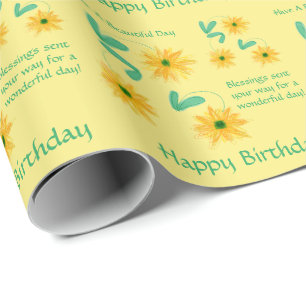 Boter Yellow Floral Art Birthday Gift Wrap Cadeaupapier