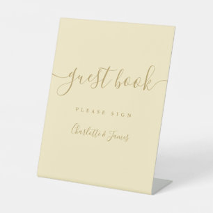 Boterbloem Geel En Goud Schrift Gastboek Reclamebord Met Voetstuk