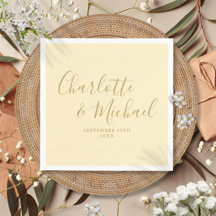 Boterbloem Geel En Goud Schrift Huwelijk Servet