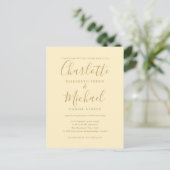 Boterbloem Geel En Gouden Bruiloftsscript Uitnodiging Briefkaart (Staand voorkant)