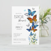 Boterflies weidebloemen vrijgezellenfeest nodigen kaart (Staand voorkant)